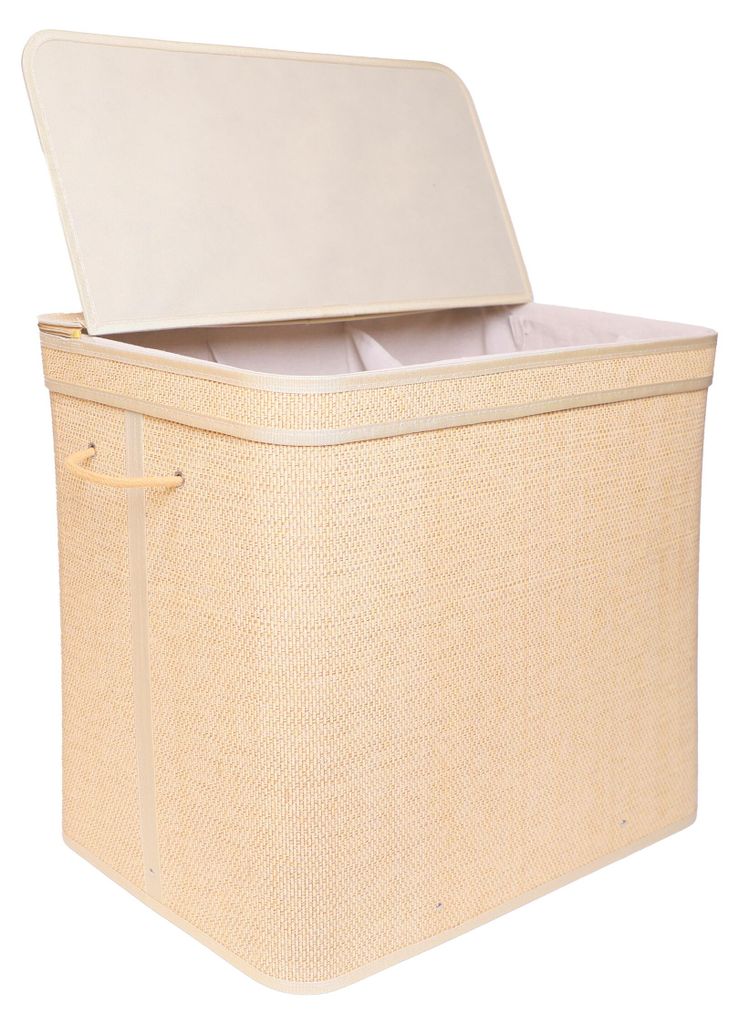 Relaxdays Wäschekorb mit Deckel, Bambus, 170 l, 3 Produktbild 