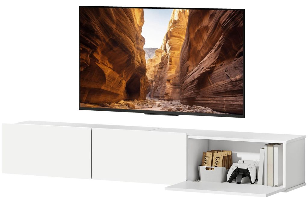 HOMCOM TV-kast, wandmontage, 180 cm, geschikt voor Productafbeelding 