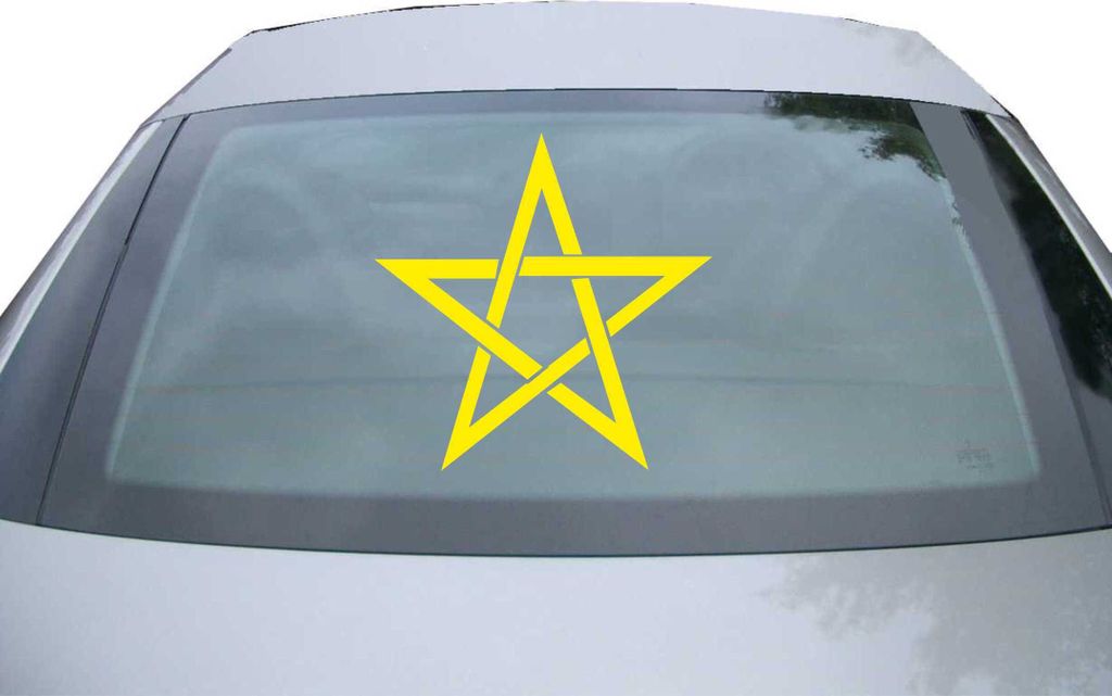Indigos UG - Aufkleber Heckscheibe & Motorklappe DE2930 - gelb - 600x600 mm - Pentagramm - Auto Scheiben Fenster Heckklappe Tuning Racing JDM - Die...