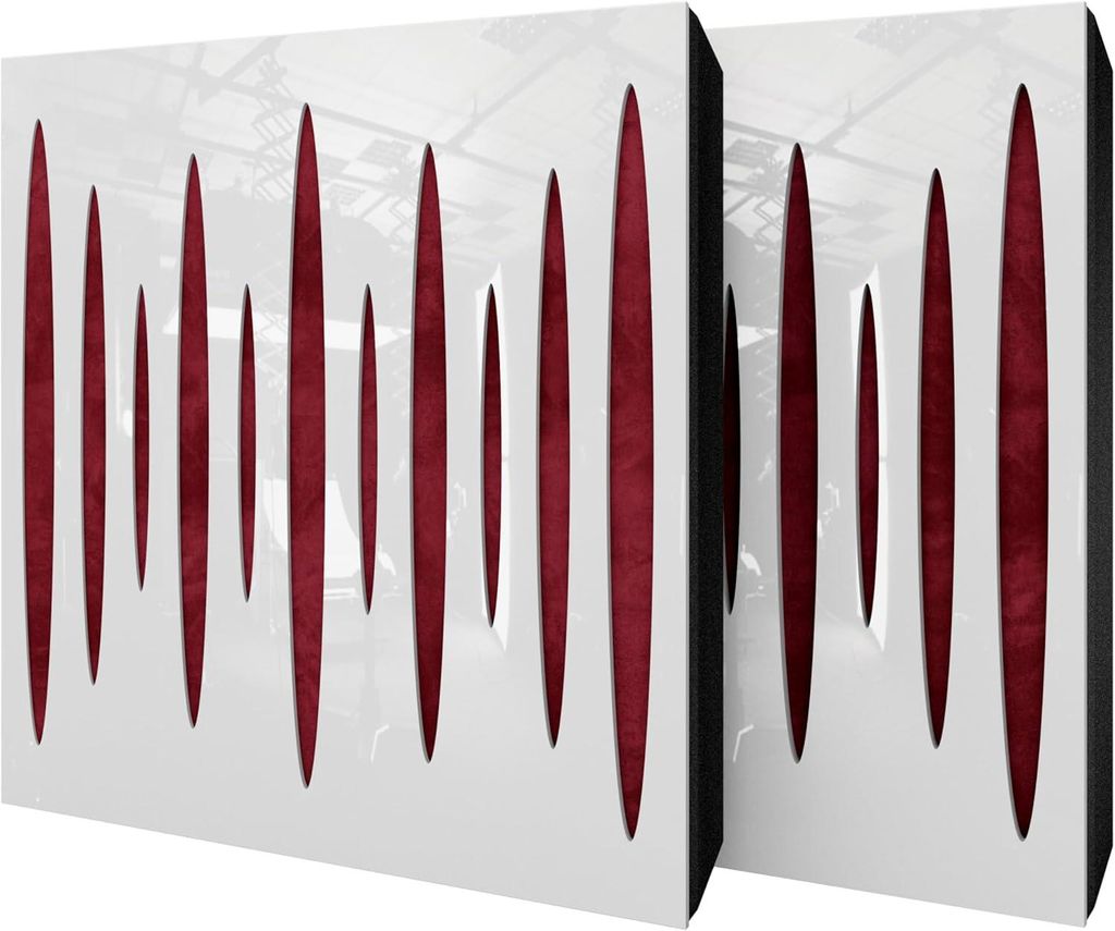 2er-Pack – Akustikpaneel mit Samtstoff und Befestigungsset |50x50x5cm|Schallabsorption-Diffusion-Reflexion-Schalldämmung|[PULSAR -Weißer Kunsts...