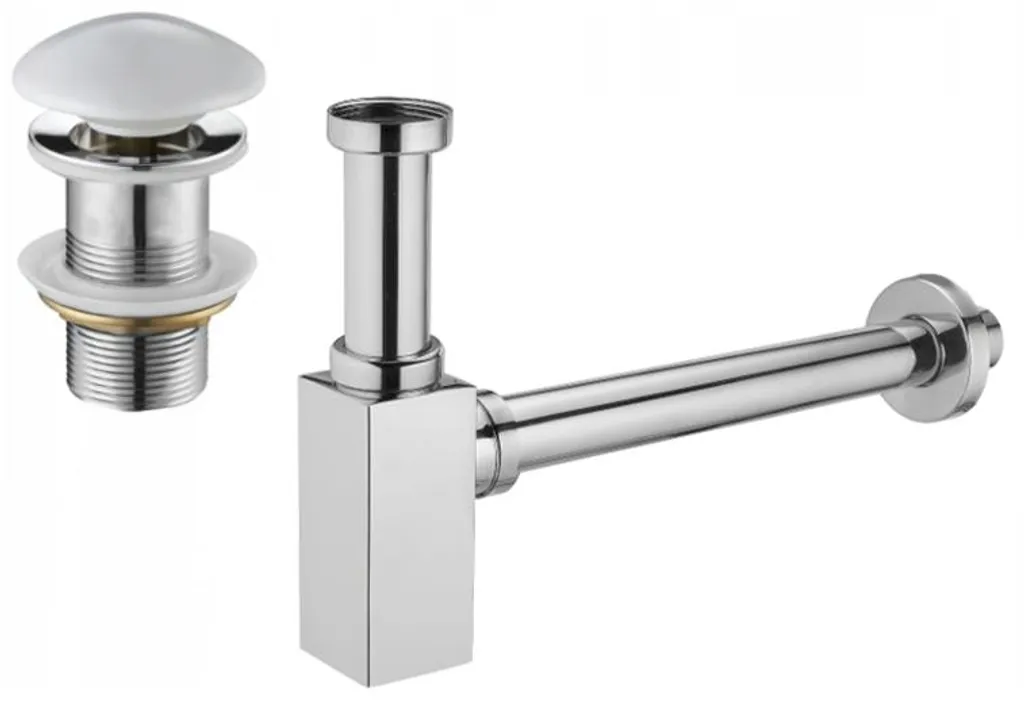 Sifone Design Quadrato Mexen 7991060-02 con Piletta Ceramica Bianca