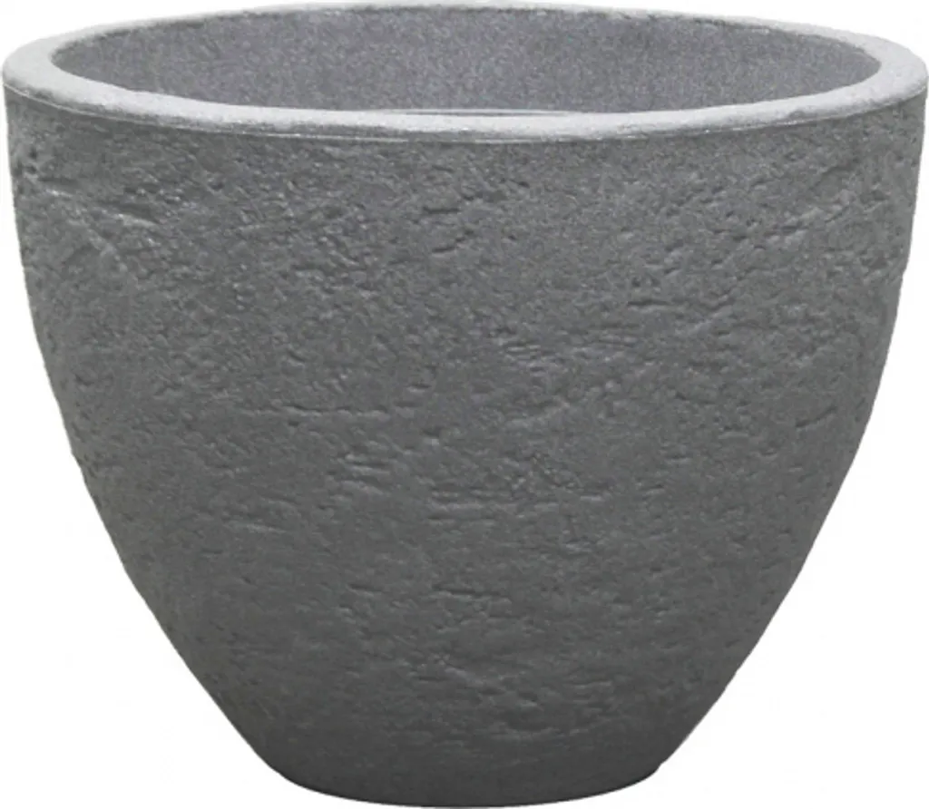 Grand pot de fleurs rond gris anthracite aspect pierre diamètre 50 cm