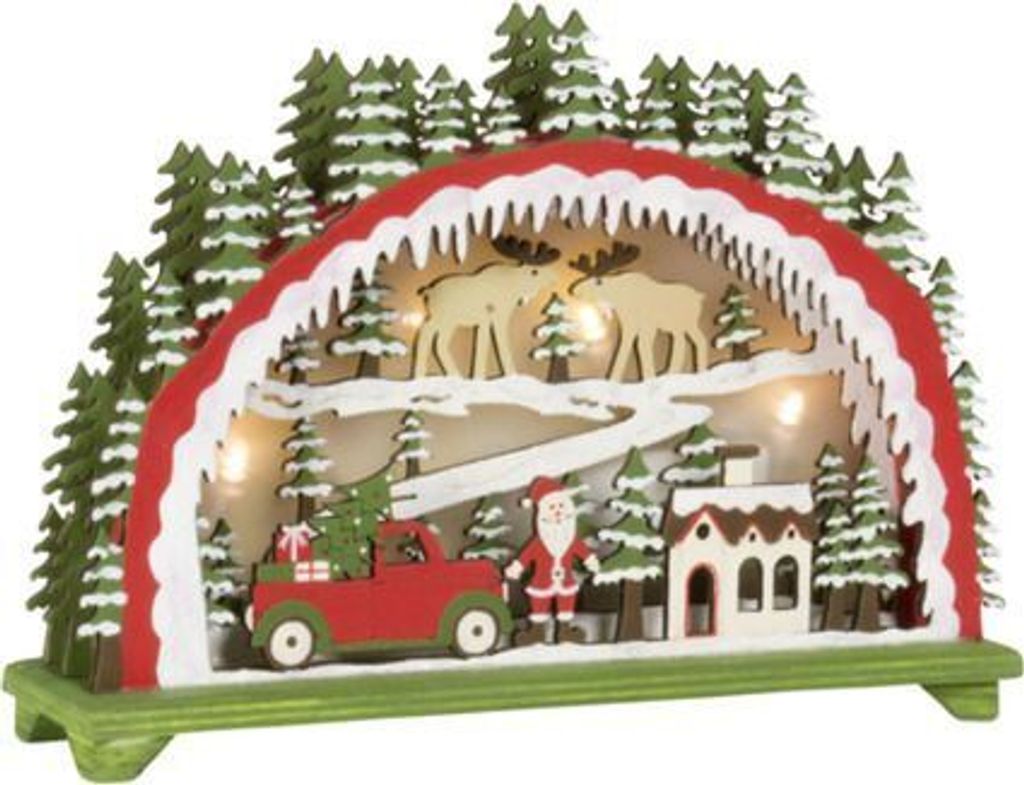Dekoobjekt Tischdeko Fensterdeko Weihnachten LED-Objekt Weihnachtsdeko Landhaus L Lichterbogen Weihnachtsdeko mit LED Beleuchtu