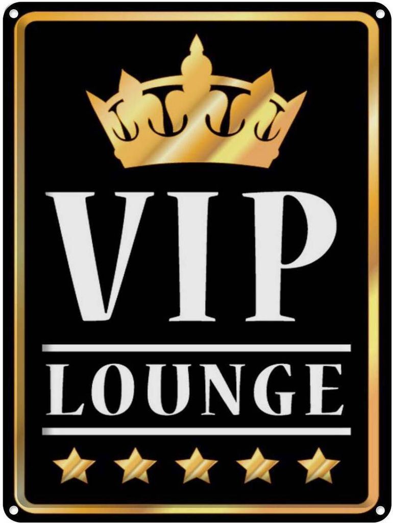 vianmo Blechschild 40x30 cm VIP Lounge Bar (s/w/g)
