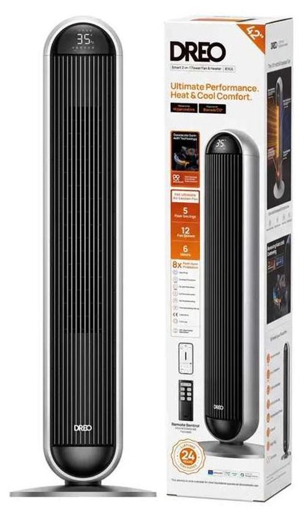 Dreo 2-in-1 Towerventilator en -verwarmer HSH016S - Slim Productafbeelding 