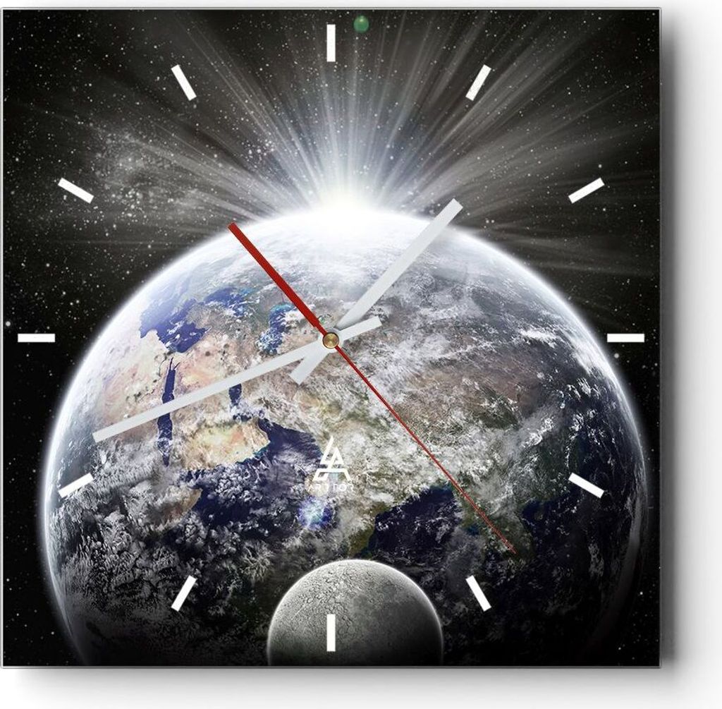 Wanduhr - Quadrat - Glasuhr - Astronomie galaxie abstraktion - 40x40cm - Schleichendes Uhrwerk - Lautlos - zum Aufhängen bereit - Dekoration Moder...