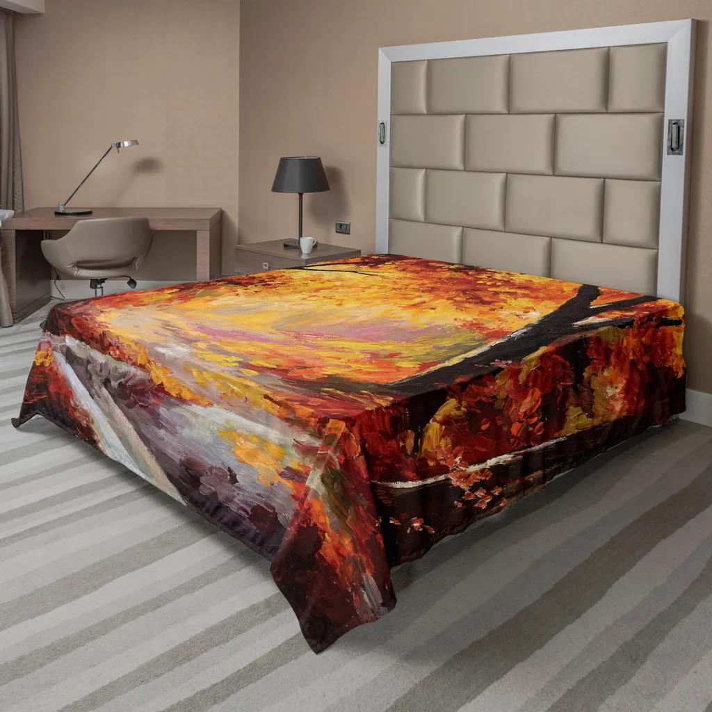 Linge de Lit Automnal pour Décoration de Chambre Orange Brun XL