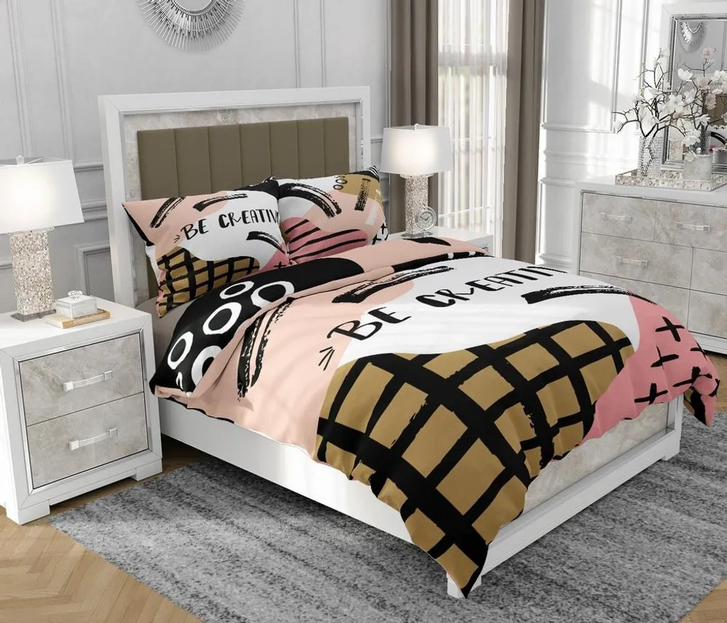 Biancheria Letto 140x200 cm SOVIO Cotone 100% | Set 3 Pezzi con Zip