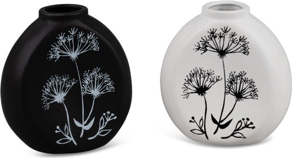 Formano 1 Stück Blumenvase Dekovase Vase aus Keramik Vase 17x18cm schwarz o. weiss - bitte Mail welche gewünscht