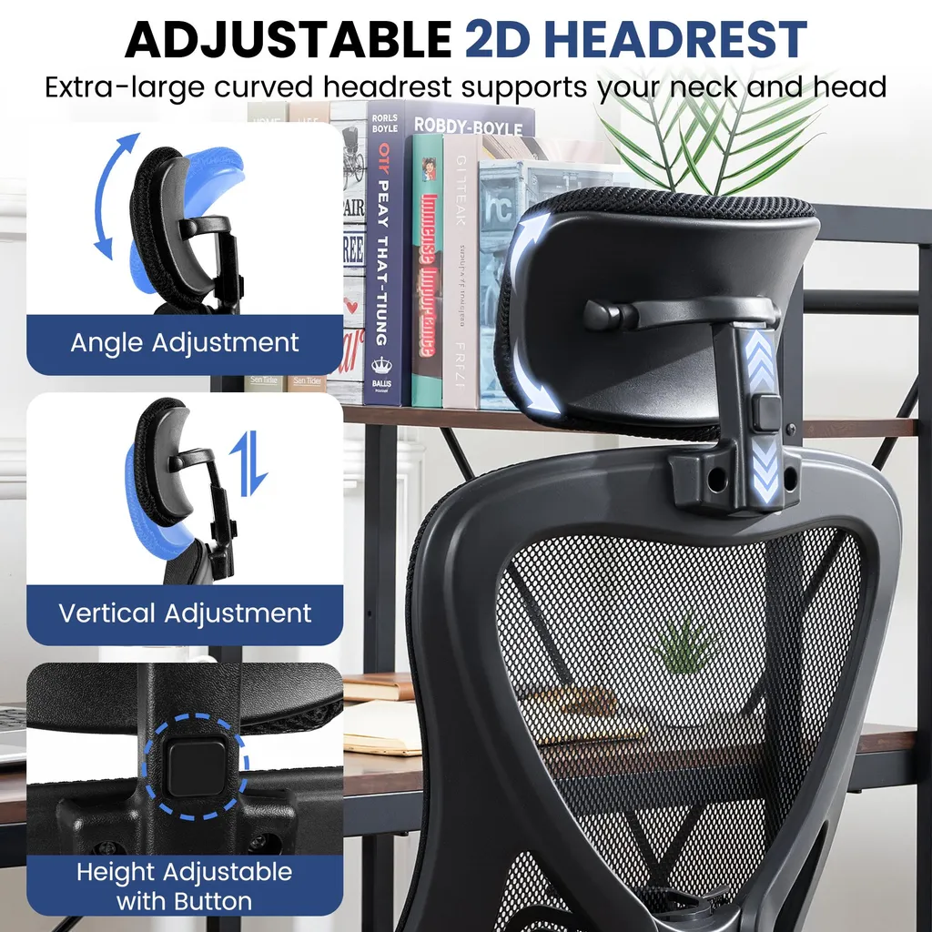Chaise de bureau ergonomique xDays avec appui-tête et dossier en maille - 6