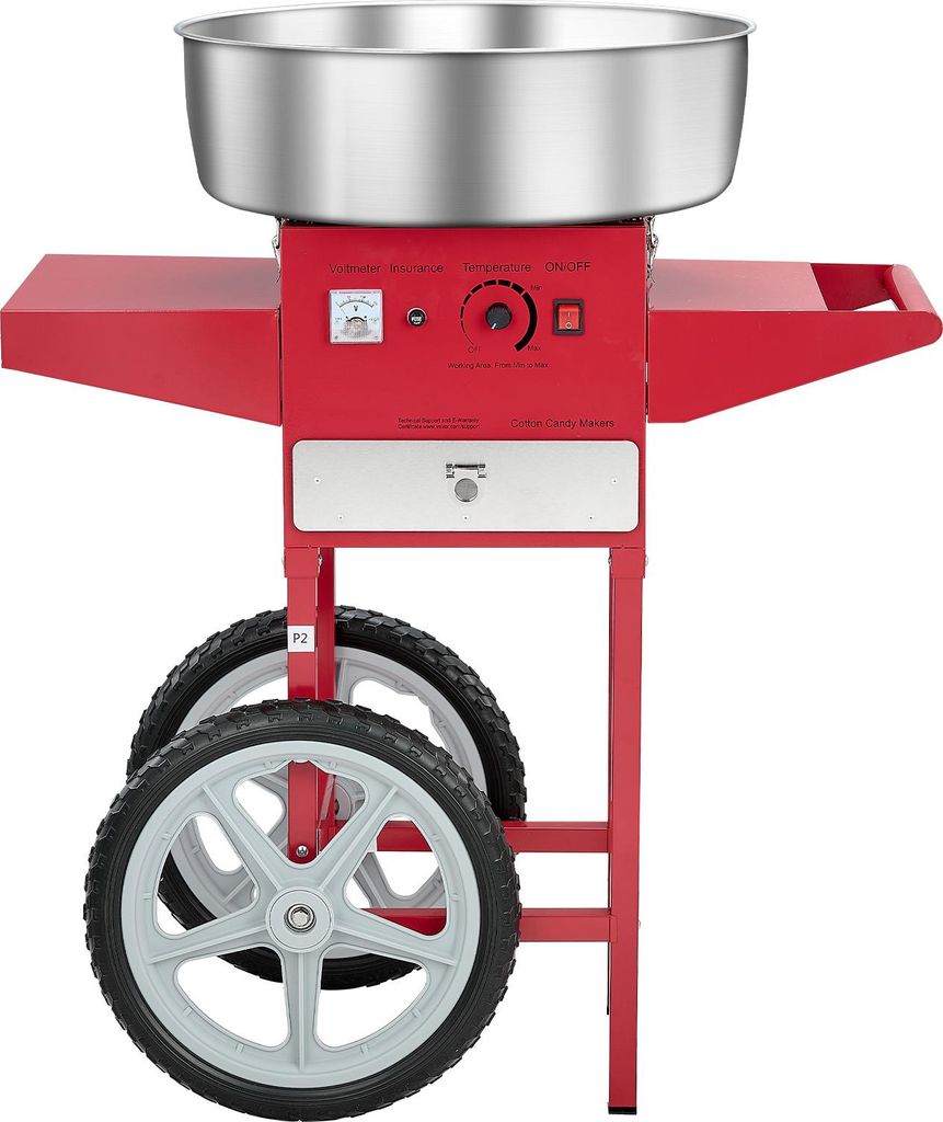SucceBuy Elektrische Zuckerwattemaschine mit Wagen (1000 W), ausgestattet mit 52 cm Edelstahlschüssel, Zuckerschaufel und Schublade – ideal für...