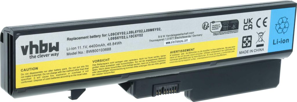vhbw Akku Ersatz für IBM / Lenovo LO9S6Y02 für Notebook (4400 mAh, 11,1 V, Li-Ion)