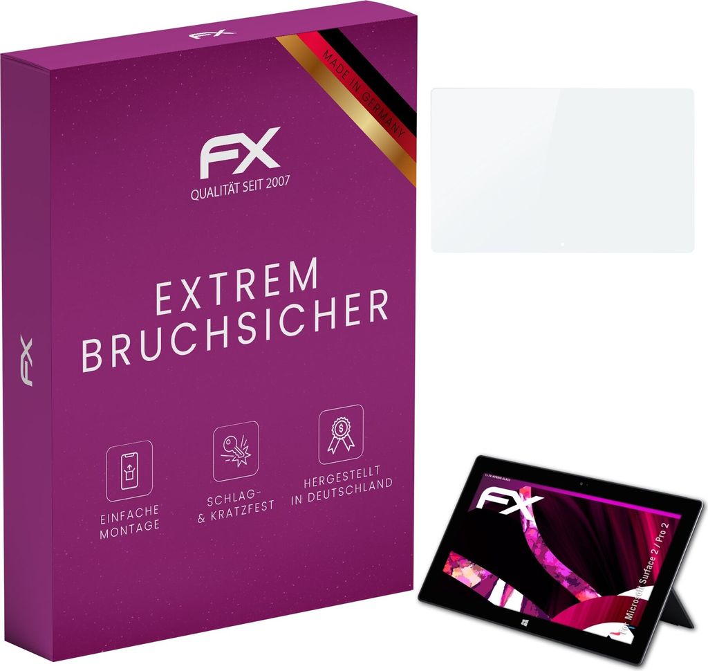 atFoliX FX-Hybrid-Glass Displayfolie kompatibel mit Microsoft Surface 2 / Pro 2 Glasfolie