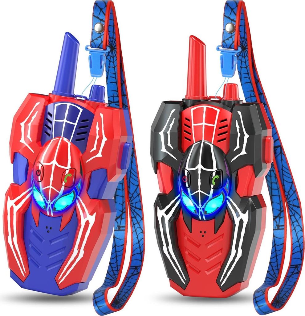 Spider Walkie Talkie Kinder mit Eye Lichter 2er Set - Spielzeug ab 3 4 5 6 7 8 9 10 Jahre Junge Maedchen, Funkgeraet Spielsachen fuer Freien Campin...