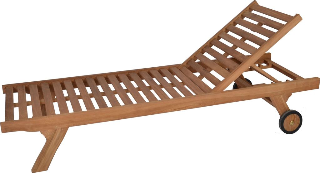 MiaMöbel Gartenliege 200x33x65 cm Gartenmöbel Outdoor Modern Massivholz Teak Honig
