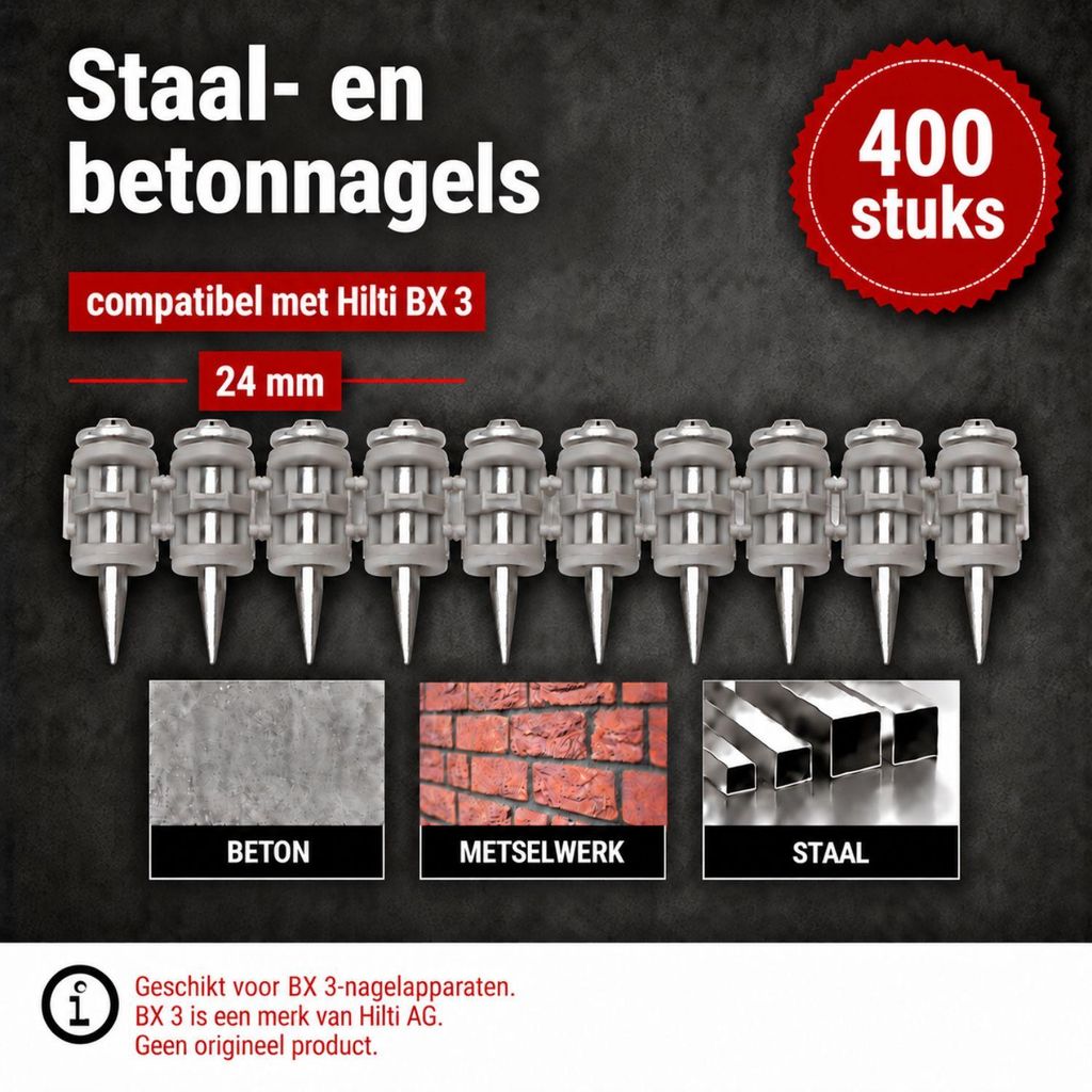 Staal- en betonankers, 24 mm, 400 stuks, compleet met Hilti Productafbeelding 