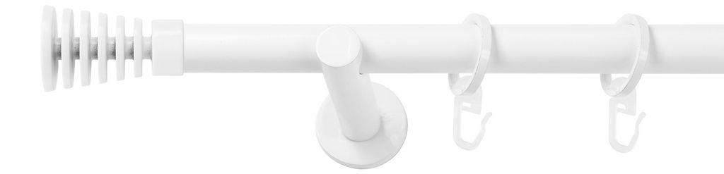 SN Deco Gardinenstange Gap, 19 mm, 1-läufig, Stahl, Komplett-Set mit Ringen, Auflageträger, 200 cm, weiß