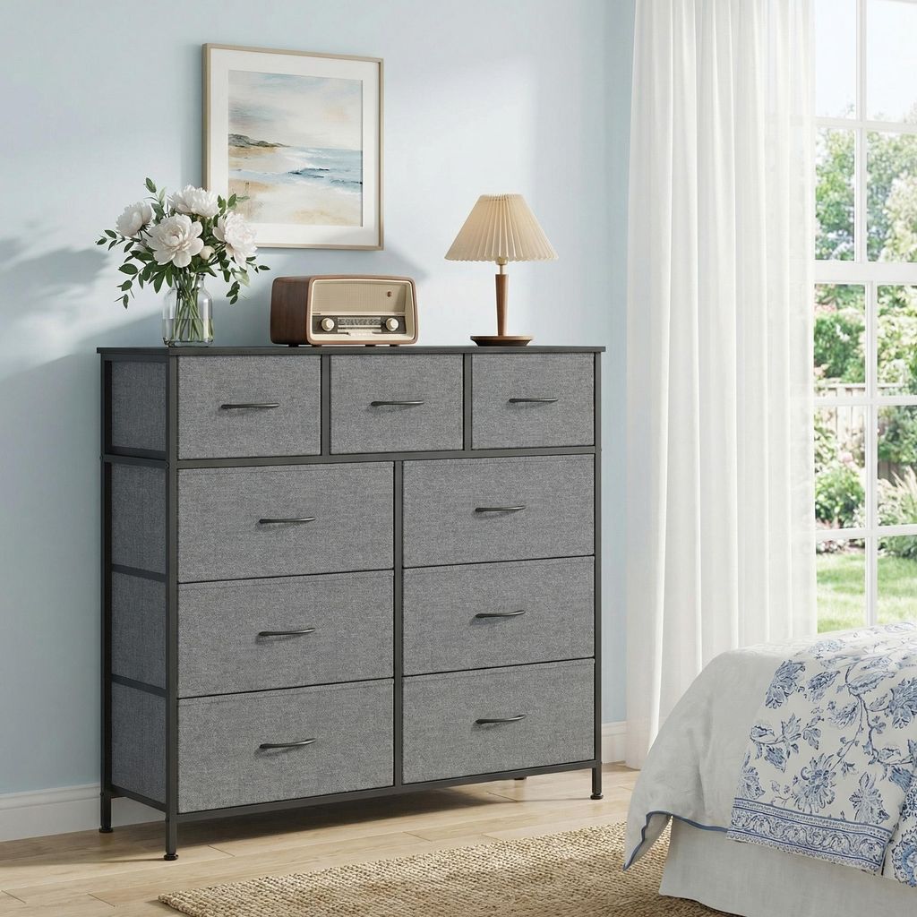 SONGMICS Kommode, Schrank, 9 Stoffschubladen, für Produktbild 
