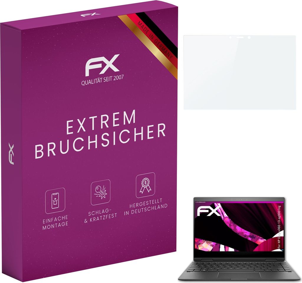 atFoliX FX-Hybrid-Glass Displayfolie kompatibel mit HP Envy x360 13-ag0001ng Glasfolie