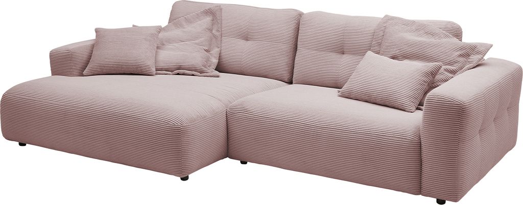 KAWOLA Sofa MIKA Ecksofa Cord rosa Longchair links