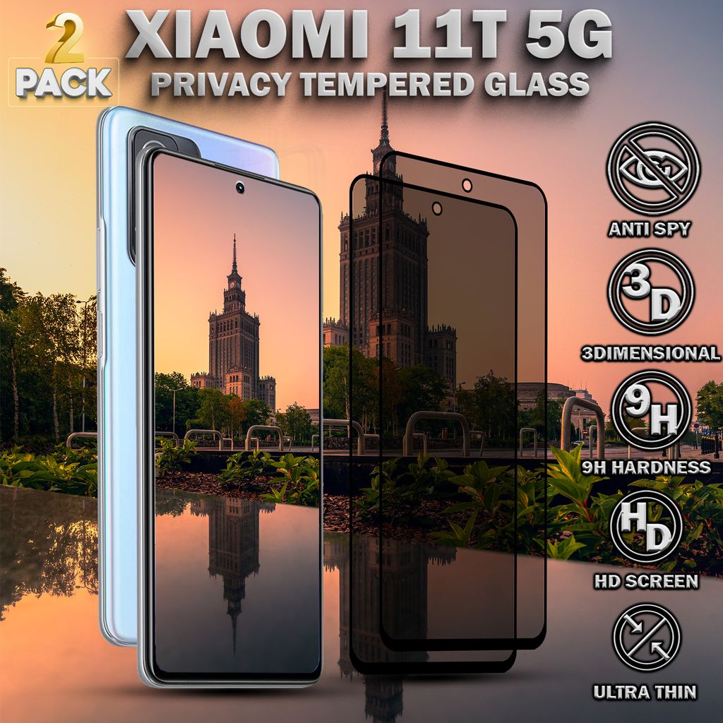 2-Stück Sichtschutz Schutzfolie für Xiaomi 11T 5G - gehärtetes Glas 9H - Super Qualität 3D