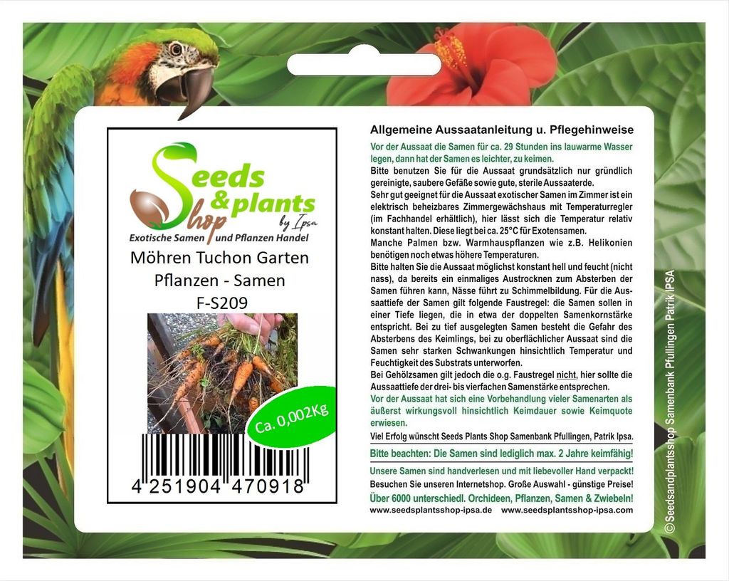 2 g Möhren Tuchon Garten Pflanzen - Samen F-S209