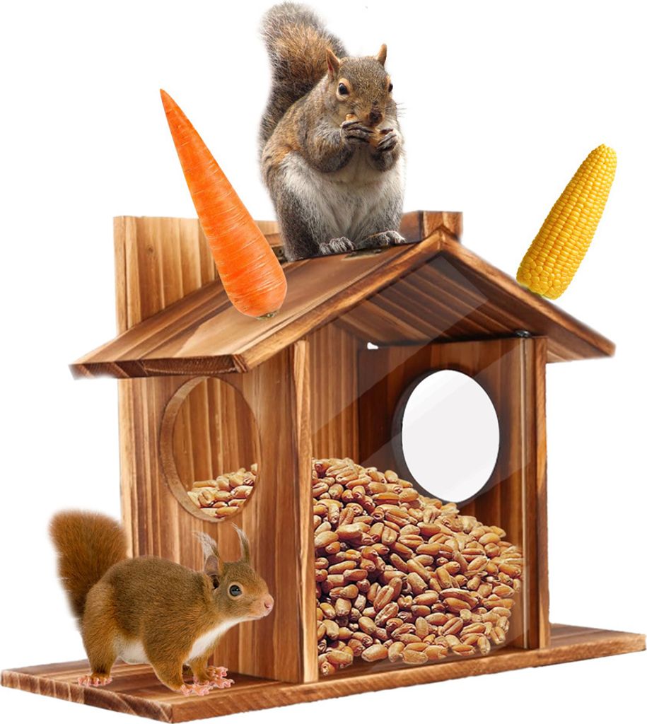 WISFOR Eichhörnchen Futterhaus, mit transparenten Produktbild 