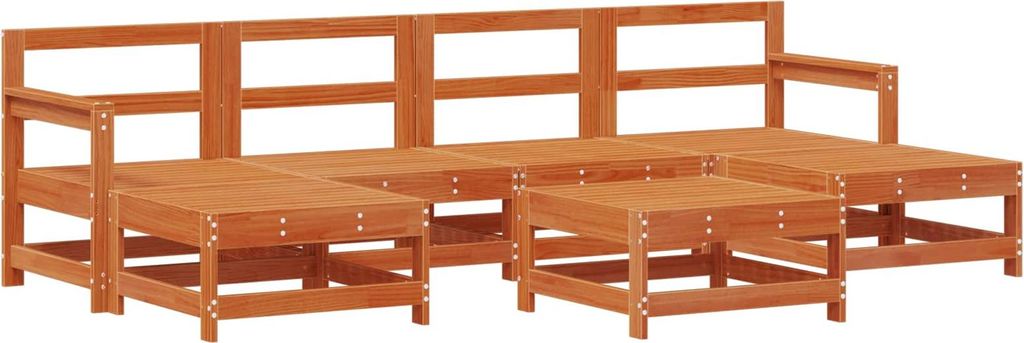 (Robust Möbel)Garten-Lounge-Set - HOMMIE - moderne Balkonmöbel Set/Terrassenmöbel - 7 pcs Wachsbraun Massives Kiefernholz - Gartenmöbelset DEM...