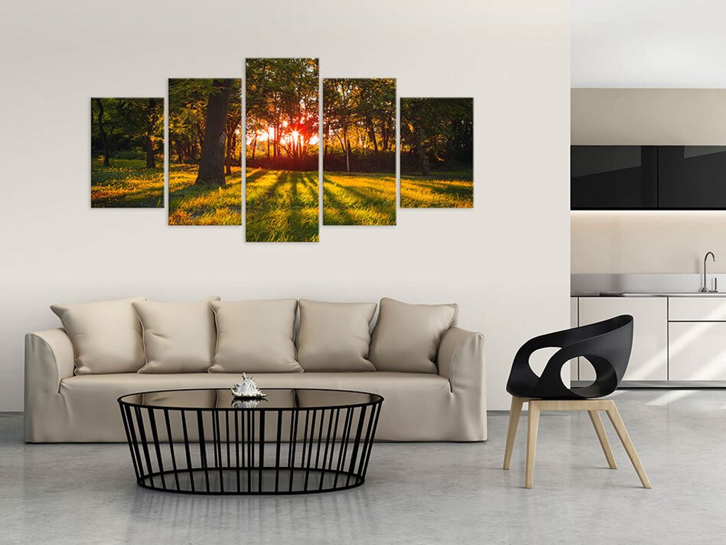 Akustikbild Wald 200x100 cm Bilder Akustikschaum Hochleistungsschallabsorber Schallschutz Leinwand 5 tlg Wandbild Raumakustik Schalldämmung c-A-00...