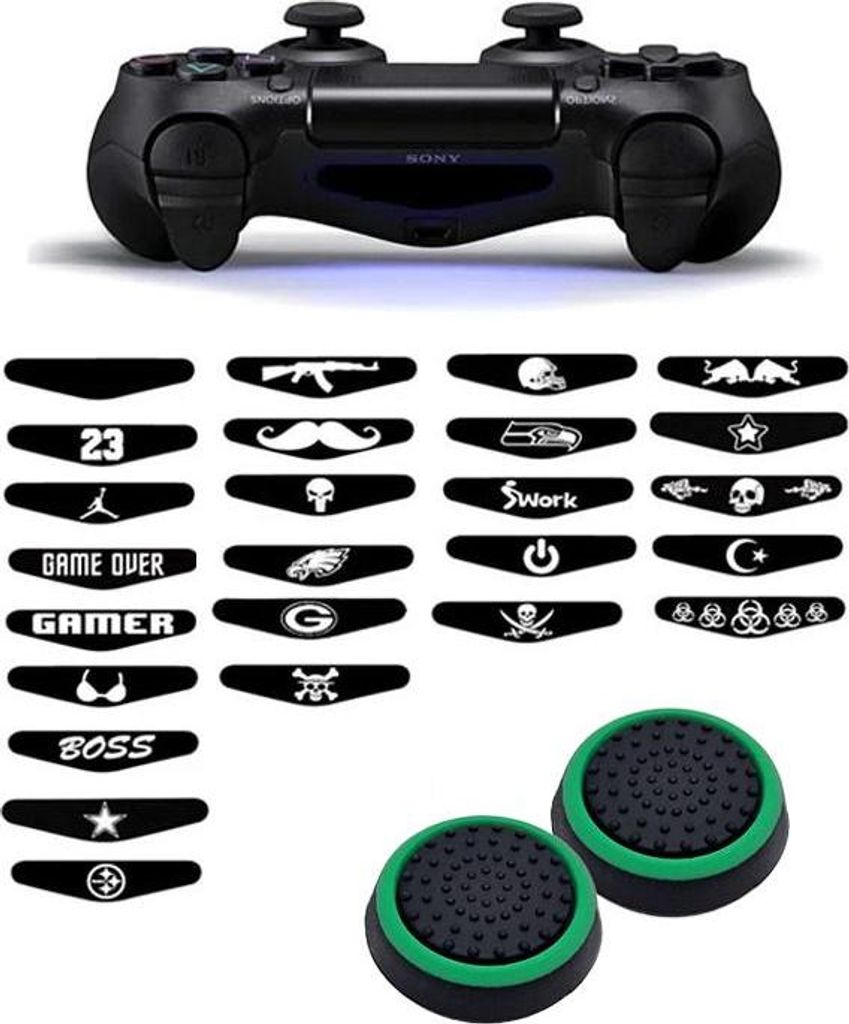 Thumbgrips - Thumb Grips + Stickers voor PS4, PlayStation 4 - Gaming Thumbgrips - Performance Thumbsticks - Anti-Slip Joystick Caps - Bescherming A...