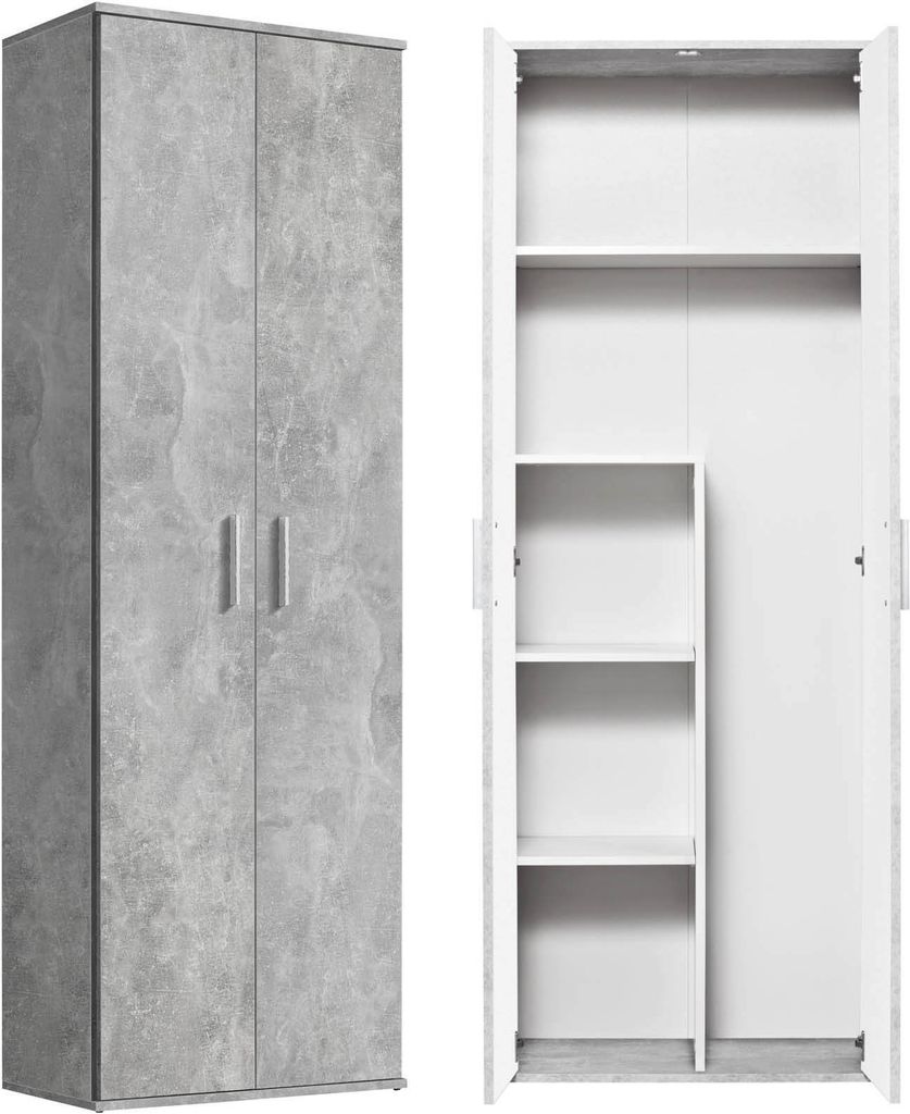 Vandol Besenschrank Aus Holz Mit 6 Fächern - Praktischer Haushaltsschrank 70x178x40 Cm