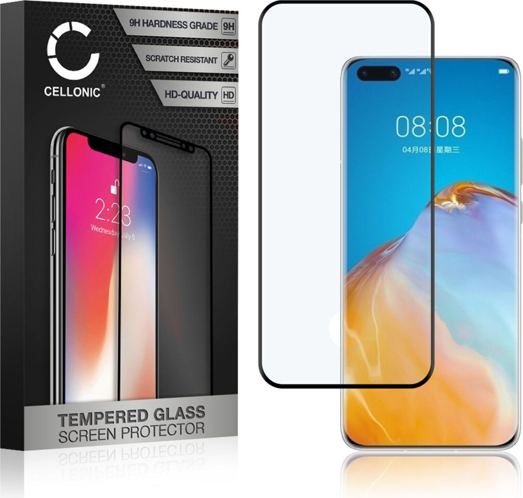 CELLONIC Displayschutzglas kompatibel mit Huawei P40 Pro Plus (3D Full Cover 9H 0.33mm Full Glue) Glas schwarz Displayschutz Schutzglas Tempered Glass