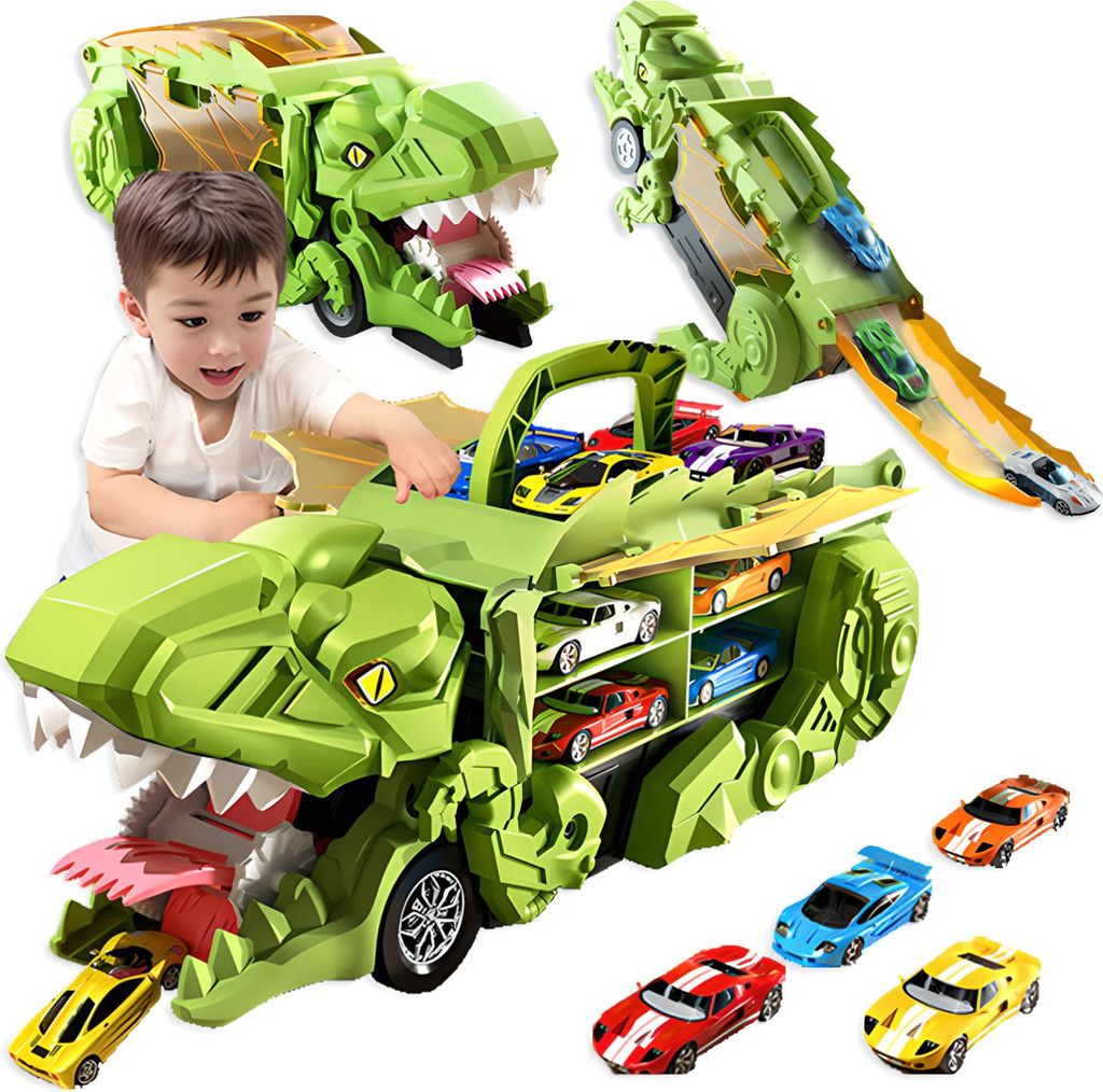 VEĽKÁ AUTOSETA dinosaurus V KUFROVÝCH AUTÍČKACH šmykľavka + Obrázok produktu 
