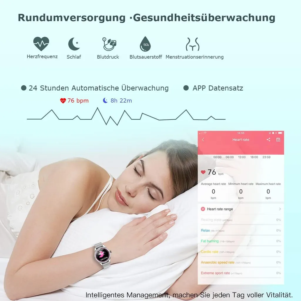 Regalo Ideale Smartwatch Donna Argento - Orologio Elegante con Salute - 3