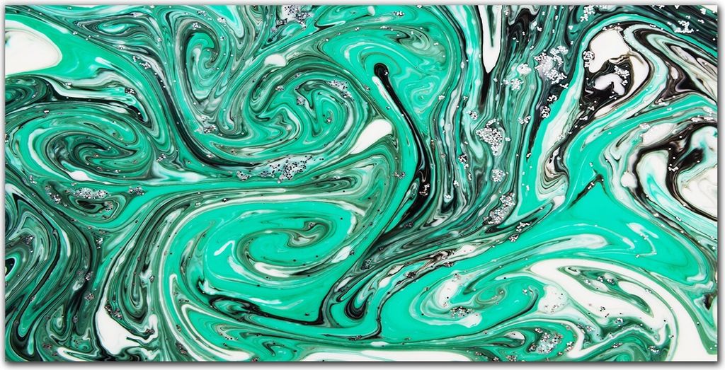 Coloray - Bild aus Glas - Glasbilder - 100 x 50 cm - Küche Wanddekoration Dekoration Wohnzimmer Gehärtetes Glas Glasblock mit Bild - Grün Wirbelt