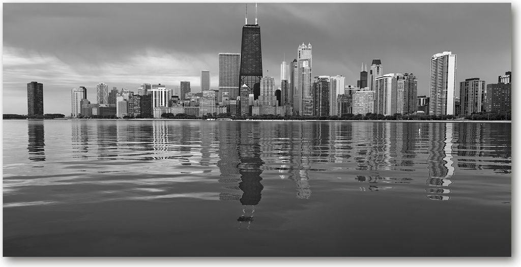 Tulup Leinwandbild - 120x60 cm - Wandkunst - Drucke auf Leinwand - Leinwanddruck - Sehenswürdigkeiten & Architektur - Schwarzweiß - Chicago