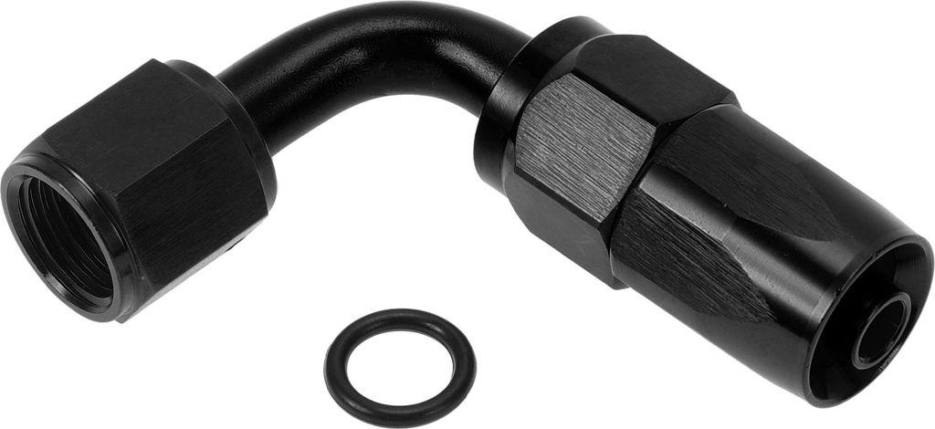 Male Flare Reducer Schlaucharmatur Adapter TF-1001-AN6 90° Kraftstoffleitung Verbinder Aluminium mit O-Ring Schwarz