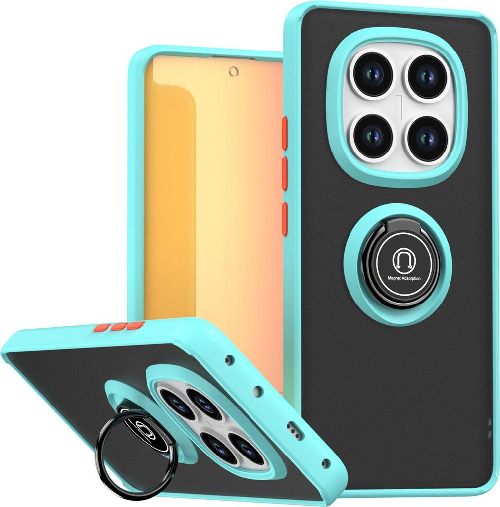 Hülle für Xiaomi Redmi Note 14 Pro 5G Matte Transluzent TPU Stoßfest Schutzhülle mit Ring Halter Ständer Hellblau