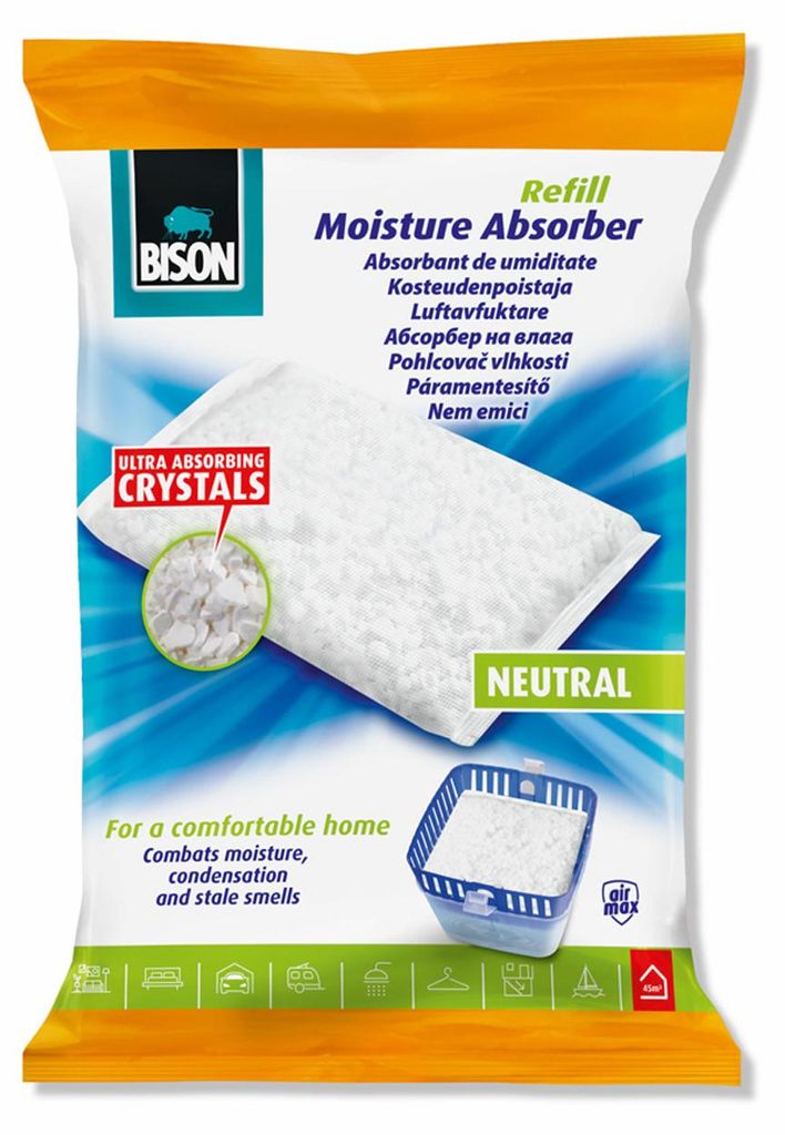 Bison AirMax Luftentfeuchter Nachfüllpackung - Neutral - 450 g - Gegen Kondensation & Schimmel - Für 30 m³ - Wirksam bis zu 3 Monate - Calciumch...