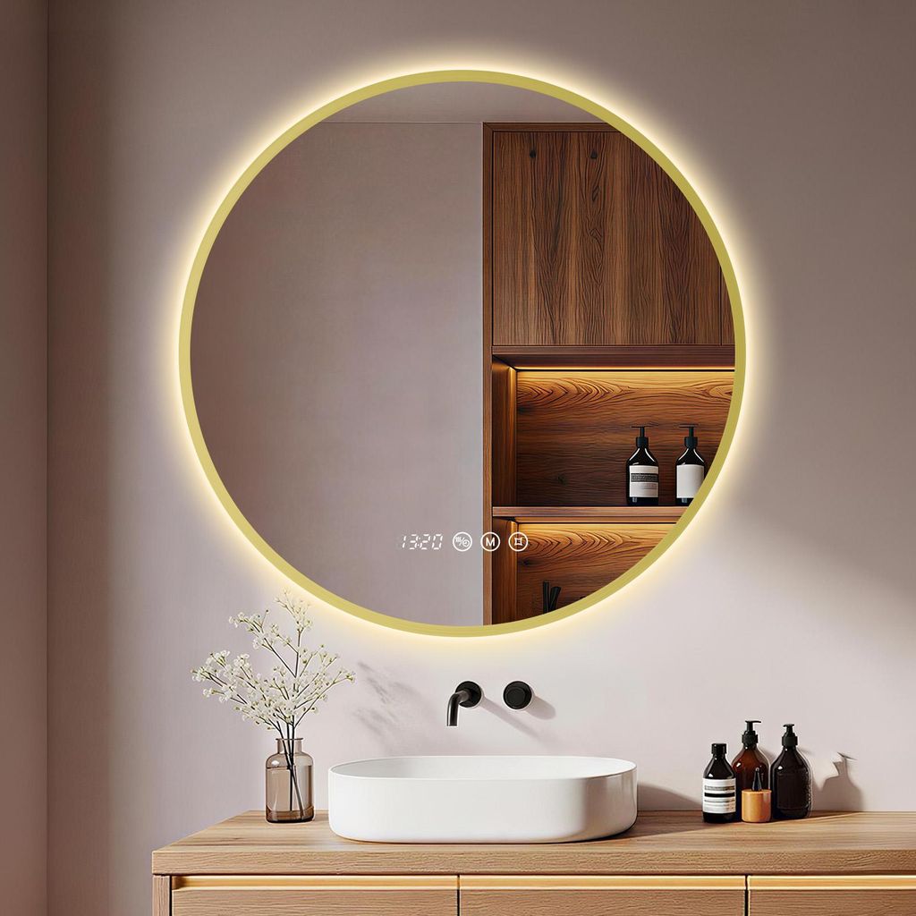 S'AFIELINA Specchio Bagno LED Rotondo 80 cm, Cornice Immagine del prodotto 