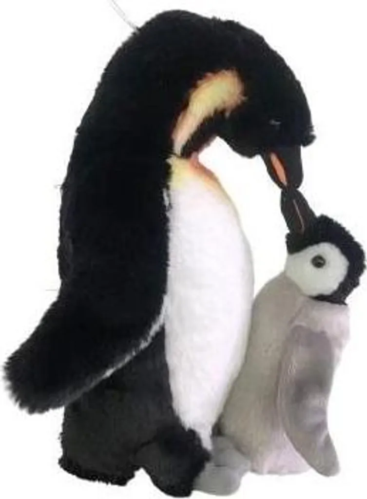 Pingouin en Peluche 28cm avec son Petit - Finition Premium et Douce