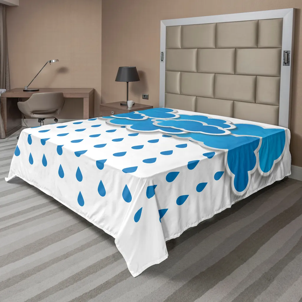 Drap de lit psychédélique bleu, tissu microfibre doux et confortable