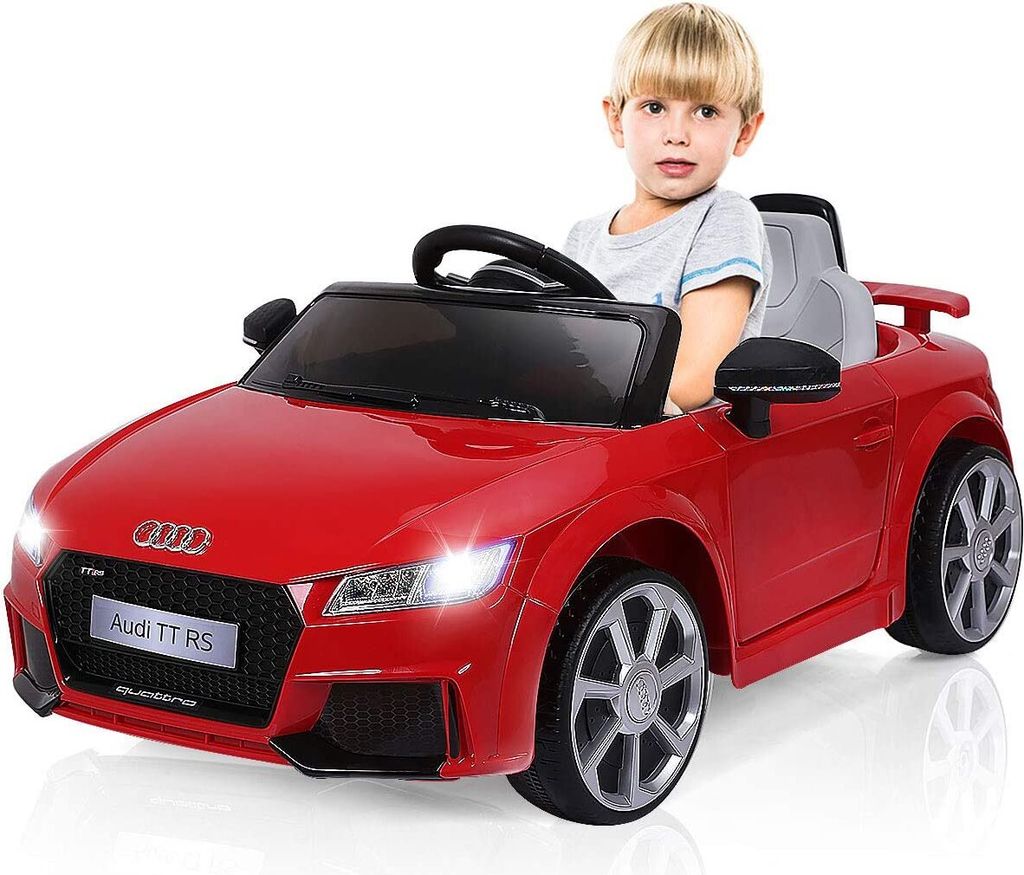 COSTWAY Audi 12V Kinderauto mit 2,4G-Fernbedienung, 3 Gang Elektroauto 2,5-5km/h mit MP3, Hupe, Musik und LED-Leuchten, Kinderfahrzeug für Kinder ...