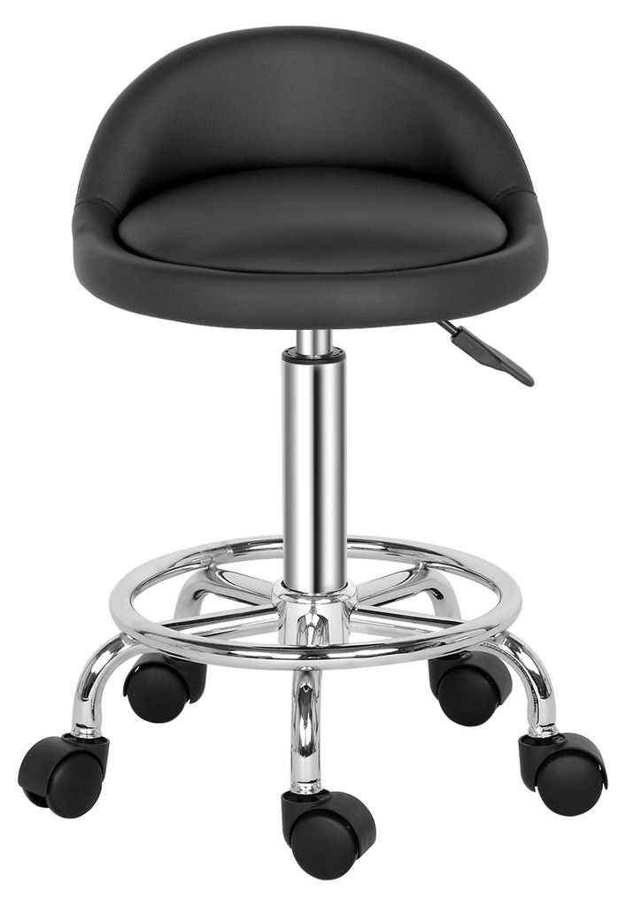 Tabouret à roulettes avec dossier réglable en hauteur Image du produit 