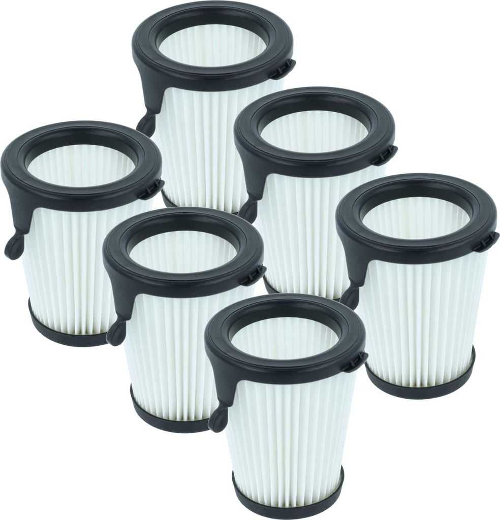 vhbw 6x Staubsaugerfilter kompatibel mit Milwaukee M12, 0850-20 Staubsauger - HEPA-Filter Schwarz Weiß