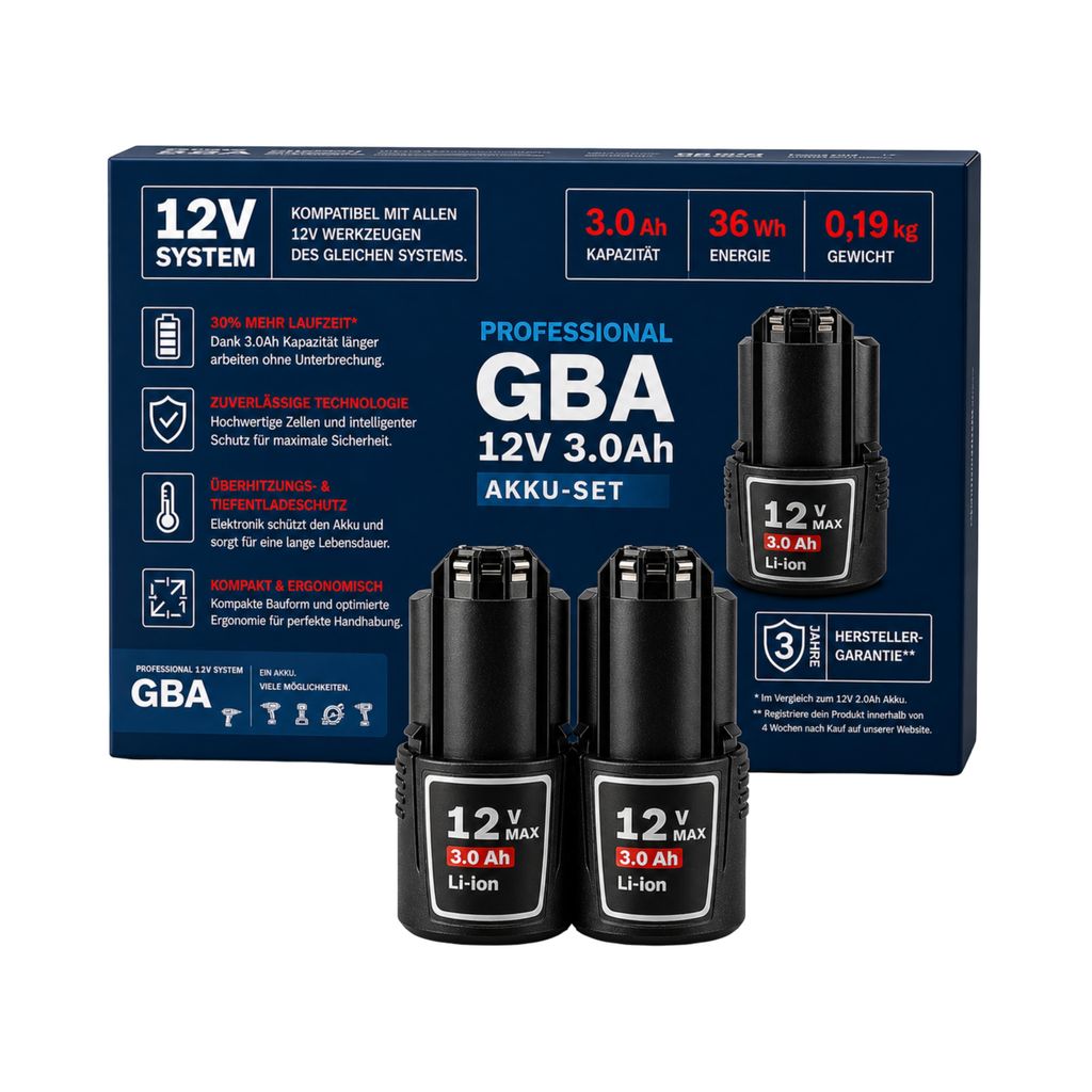 2 batteries 12 V 3,0 Ah compatibles avec la GBA 12 V de Image du produit 