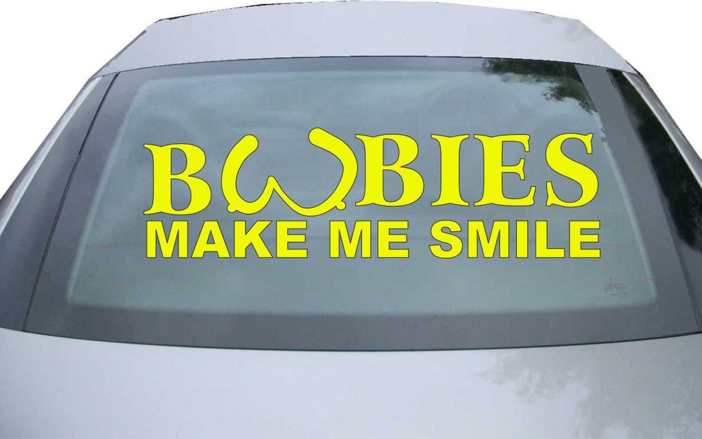 Indigos UG - Aufkleber Heckscheibe & Motorklappe DE2069 - neongelb - 600x171 mm - Boobies make me smile - Auto Scheiben Fenster Heckklappe Tuning R...