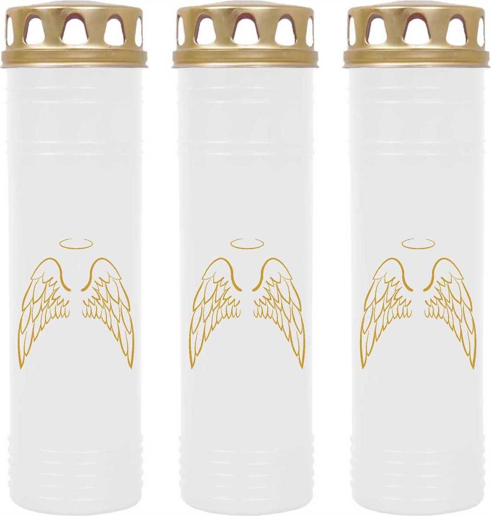Grabkerze Weiß 3er Pack ( Druck Gold ), 170 Stunden/Kerze, Produktbild 