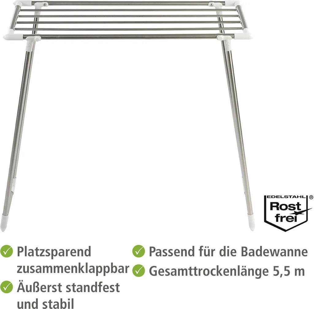 Séchoir à Linge Inox Pliable et Autonome avec Structure Grand Format