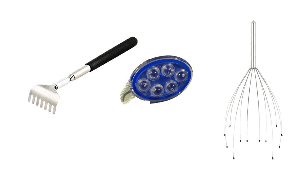 Kopfmassage Spinne und Rückenkratzer, Kopfmassagegerät mit ür Angenehme Massage, Kopfkrauler Kopfkratzer Set mit Mini-Massage